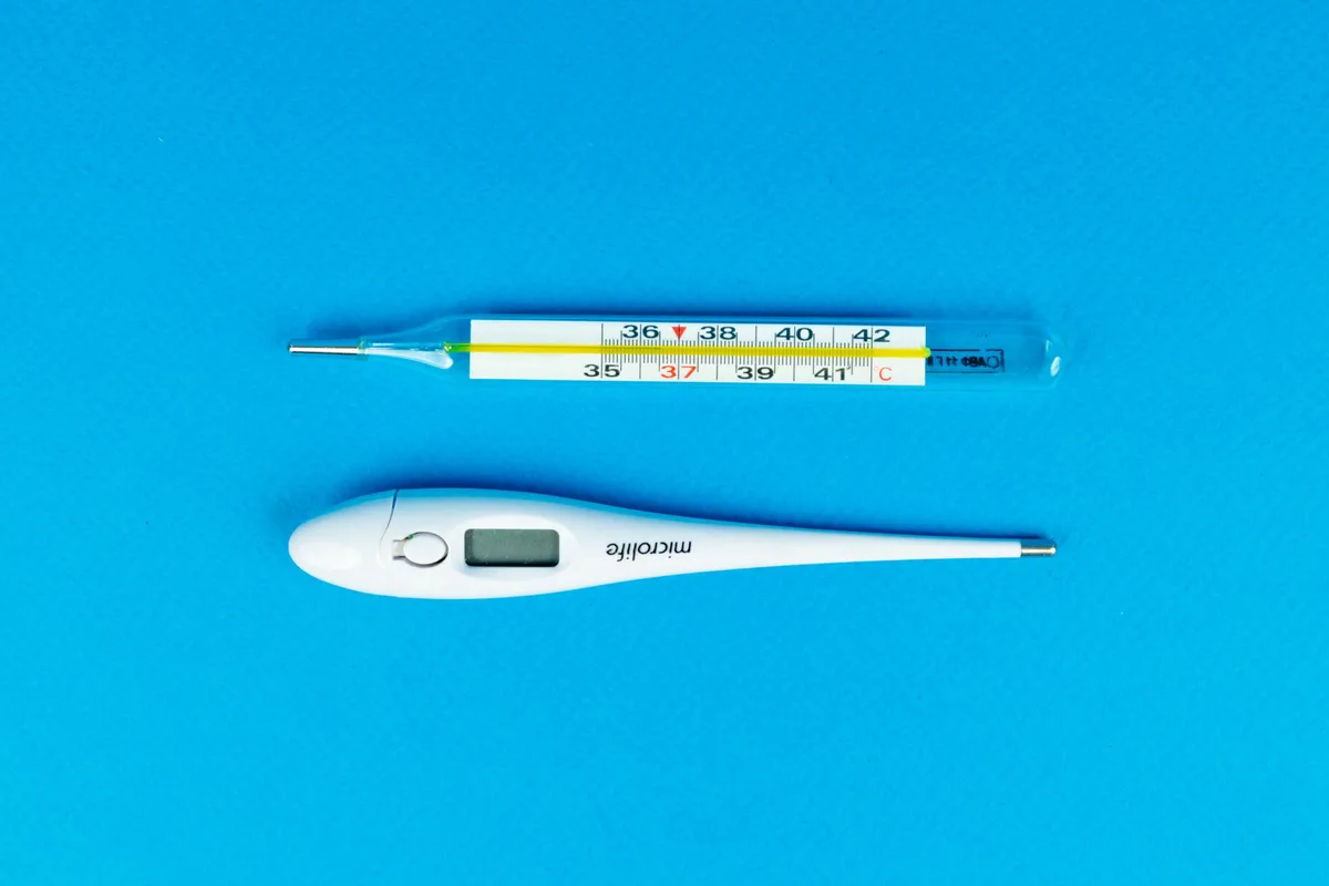 checking salmon doneness with thermometer
